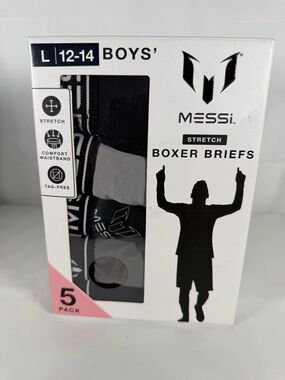 Messi Boys' Stretch Boxer Briefs - Black (5 Pack)
